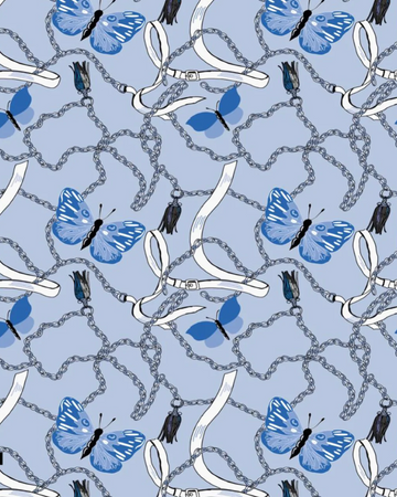 Tie Ur Knot Blue Butterfly Chains Adjustable Pre-Tied Bandanna with Full Non Slip Grip myselflingerie.com